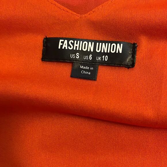 Fashion Union Orange Mini Slip Dress Thin Straps V-Neck Women’s size Small - Picture 3 of 16